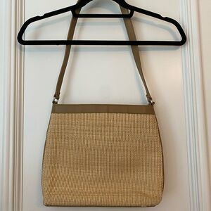 Fossil straw/woven purse
